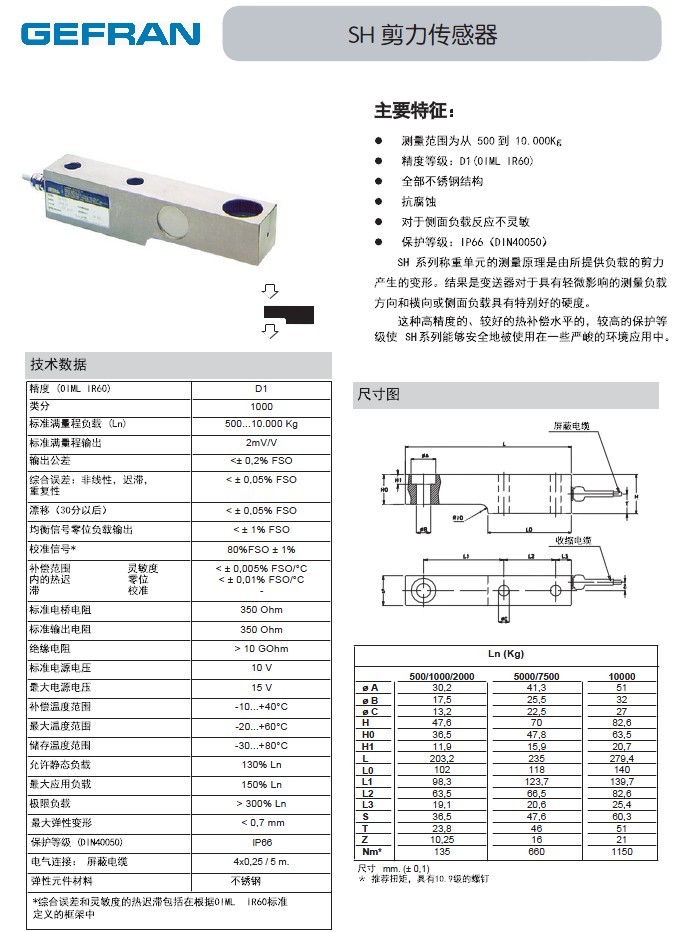 GEFRAN【SH】剪力傳感器